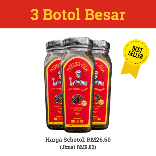 Sambal Crispy Cili Padi - 3 Botol Besar RM26.60